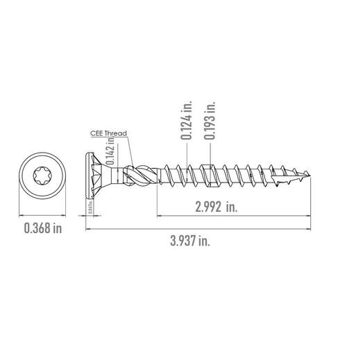 Wood Screw #10 x 4  in. Bugle Head Torx Yellow Zinc-plated (150-Pack)