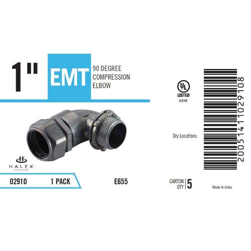 Electrical Metallic Tube (EMT) Compression Connector Elbow 1 in. 90-Degree Male