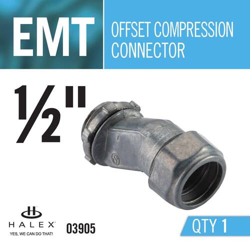 Electrical Metallic Tube (EMT) Offset Compression Connector 1/2 in. Male