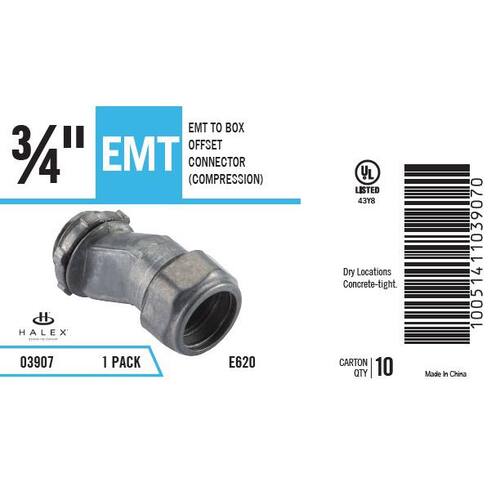 Electrical Metallic Tube (EMT) Offset Compression Connector 3/4 in.