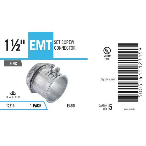 Electrical Metallic Tube (EMT) Set-Screw Connector 1-1/2 in.