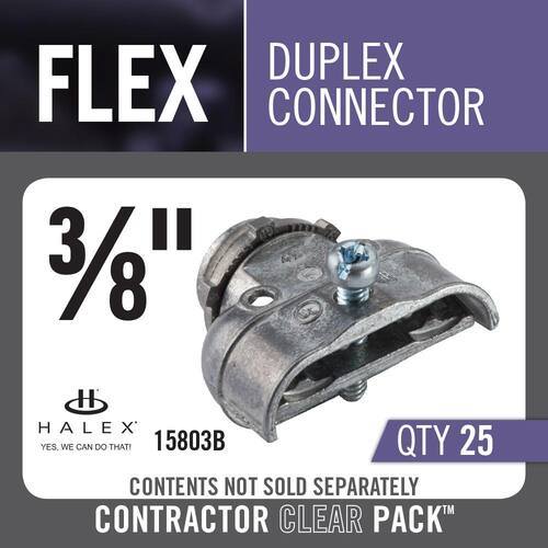 Flexible Metal Conduit (FMC) Duplex Connector Standard Fitting 3/8 in. (25-Box)