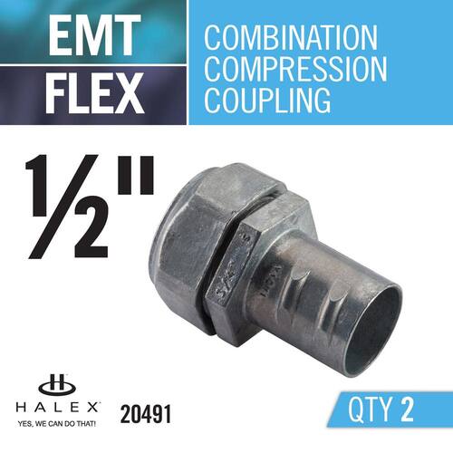 Electrical Metallic Tube (EMT) EMT to Flex Coupling 1/2 in. (2-Pack)