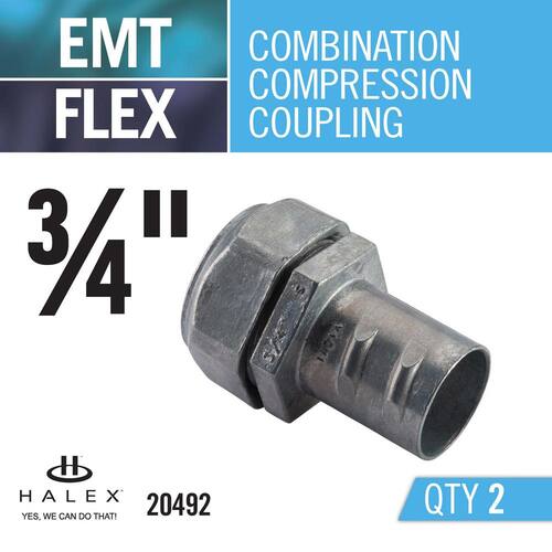 Electrical Metallic Tube (EMT) EMT to Flex Compression Coupling 3/4 in. (2-Pack)