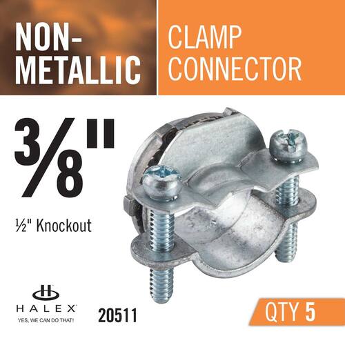 Non-Metallic (NM) Twin-Screw Cable Clamp Connectors 3/8 in. (5-Pack)