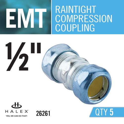 Electrical Metallic Tube (EMT) Rain Tight Coupling 1/2 in. (5-Pack)