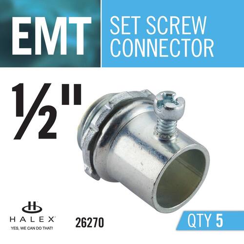 Electrical Metallic Tube (EMT) Set-Screw Connectors 1/2 in. (5-Pack) Male