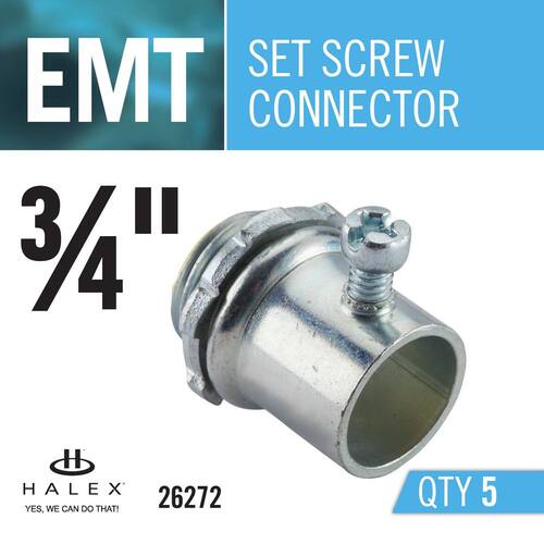 Electrical Metallic Tube (EMT) Set-Screw Connectors 3/4 in. (5-Pack)