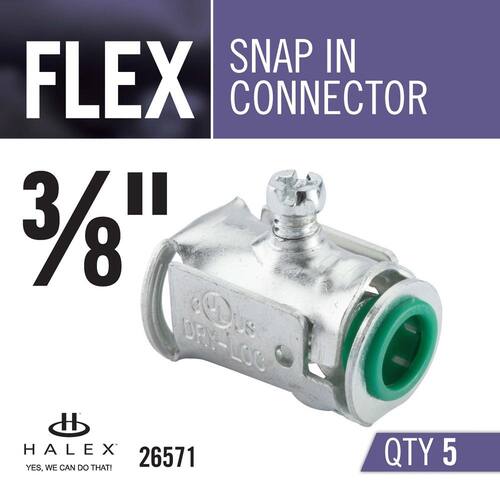 Flexible Metal Conduit (FMC) Snap-In Connectors 3/8 in. (5-Pack)