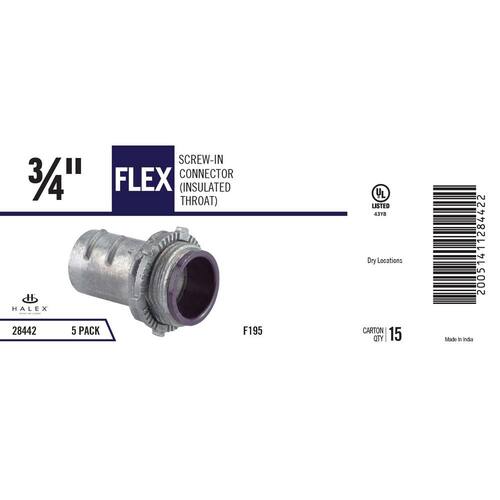 Flexible Metal Conduit (FMC) Screw-in Insulated Throat Connector 3/4 in. (5-Pack)