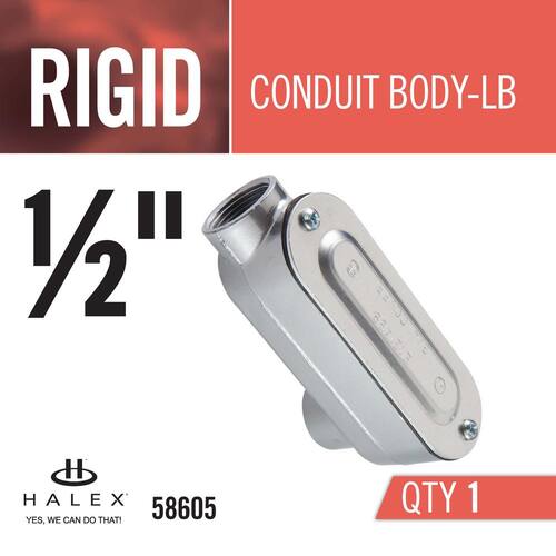 Rigid Standard Fitting Type-LB Threaded Aluminum Conduit Body 1/2 in.