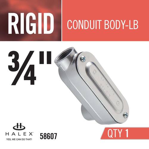 Rigid Type-LB Threaded Aluminum Conduit Body Standard Fitting 3/4 in.