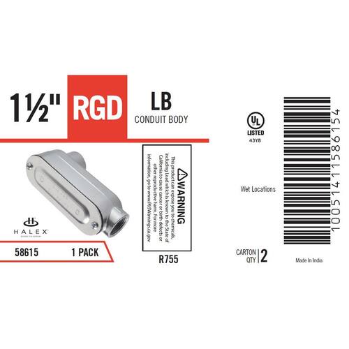 Standard Fitting Rigid Type-LB Threaded Conduit Body 1-1/2 in.