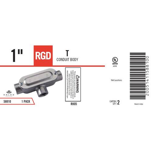 Rigid Type-T Threaded Conduit Body 1 in. 4