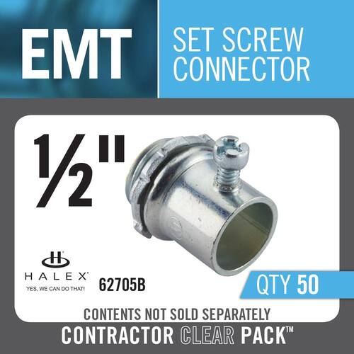 Electrical Metallic Tube (EMT) Set-Screw Connectors Metallic Raceway Box/Fitting/Kit 1/2 in. (50-Box) Male