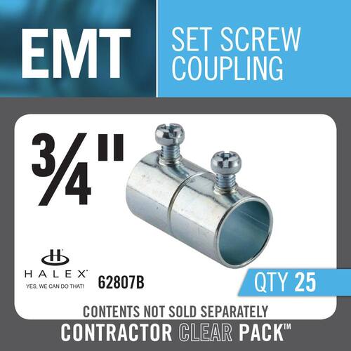 Standard Fitting Electrical Metallic Tube (EMT) Set-Screw Coupling Pack) 3/4 in. (25