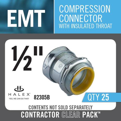 Electrical Metallic Tube (EMT) Compression Connectors with Insulated Throat 1/2 in. (25-Pack) Male