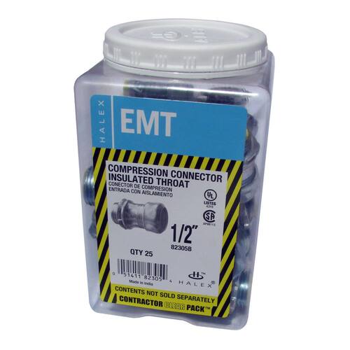 Electrical Metallic Tube (EMT) Compression Connectors with Insulated Throat 1/2 in. (25-Pack) Male