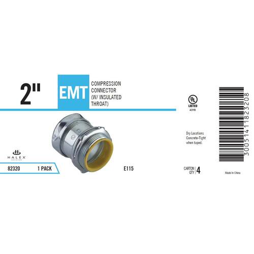 Electrical Metallic Tube (EMT) Compression Connector with Insulated Throat 2 in. Male