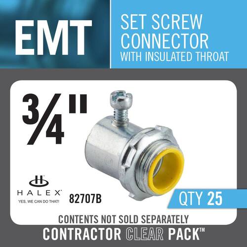 Electrical Metallic Tube (EMT) Set-Screw Compression Connectors with Insulated Throat 3/4 in. (25-Pack)