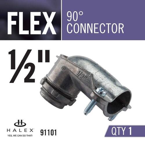 Flexible Metal Conduit (FMC) Connector 1/2 in. 90-Degree