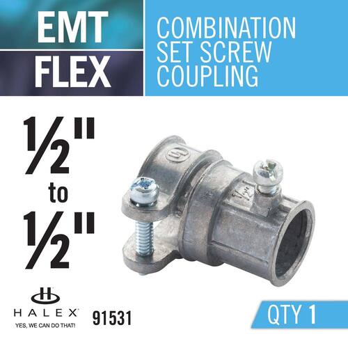 Electrical Metallic Tube (EMT) EMT to Flex Set-Screw Coupling 1/2 in.