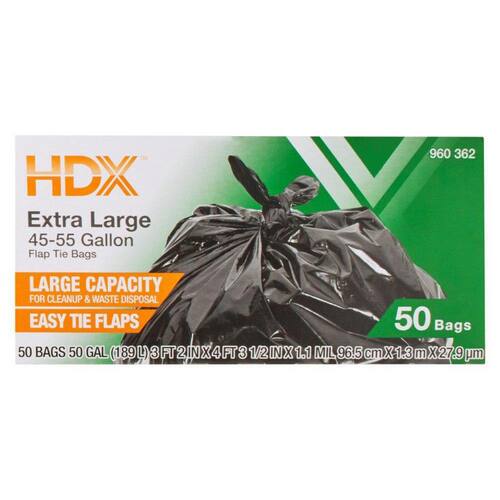 Trash Bags Extra Large Black 50 Gal. (50-Count)