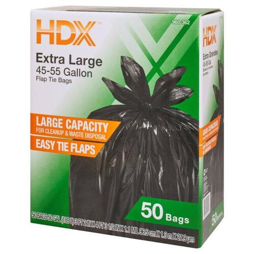 Trash Bags Extra Large Black 50 Gal. (50-Count)