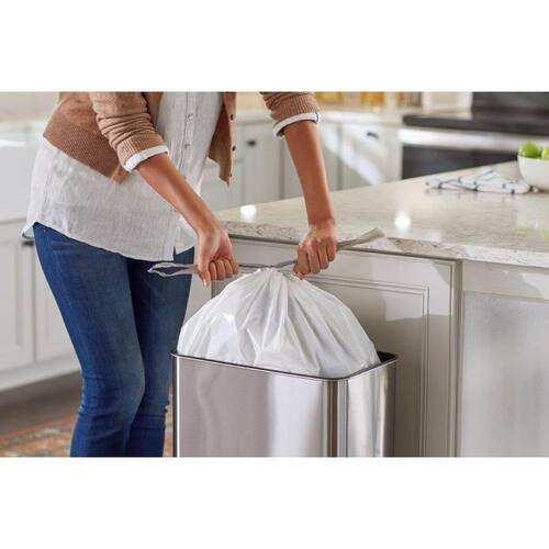 Kitchen and Compactor Drawstring Bags White 18 Gal. (30-Count)