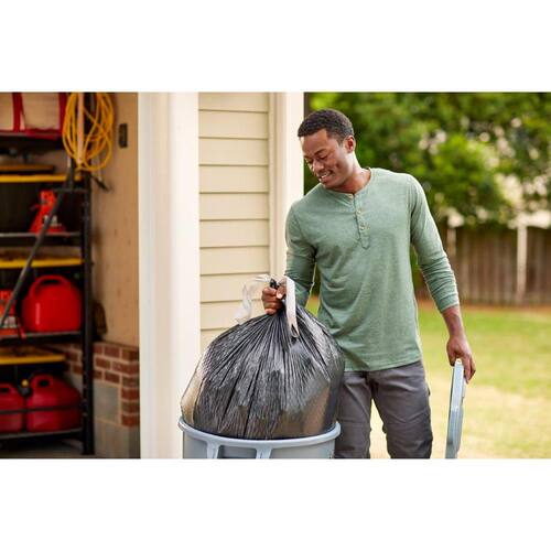 Trash Bags Heavy Duty Black Drawstring 33-39 Gal. For Outdoor and Yard Waste (50-Count)