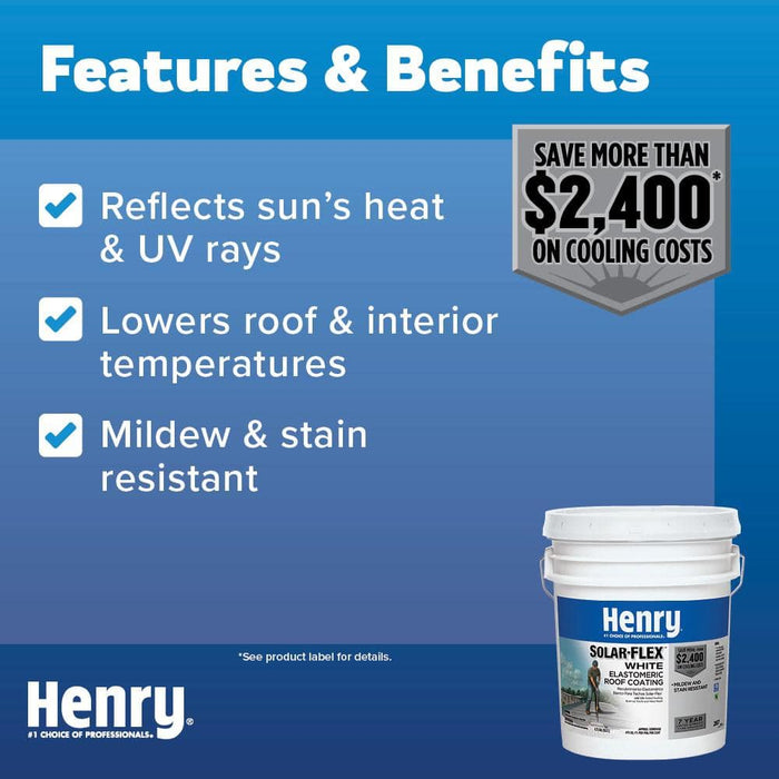 Roof Coating Acrylic 287 Elastomeric Reflective Solar-Flex White 4.75 gal. 6