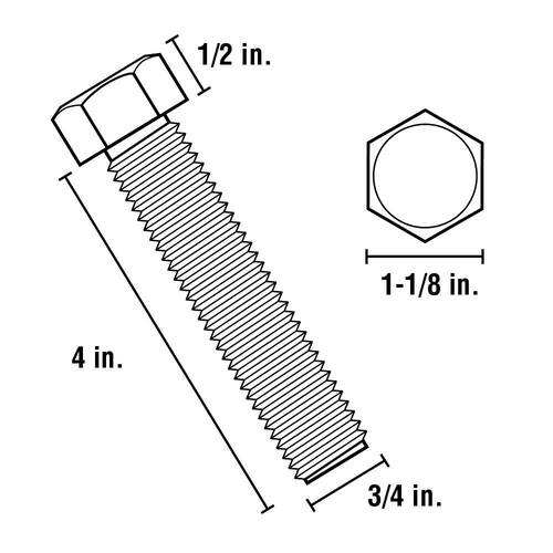 Hex Bolt 3/4-10 in. x 4 in. Zinc Plated