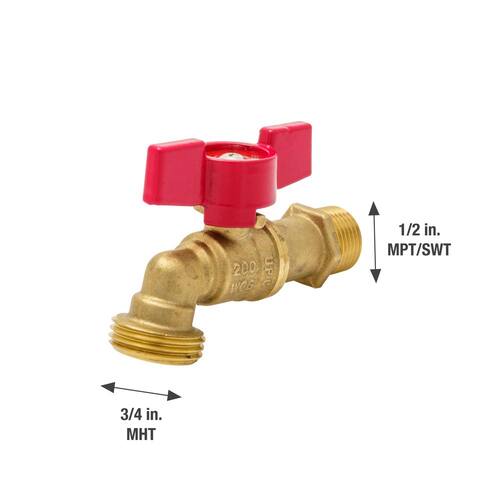 Brass Hose Bibb 1/2 in. MIP x MHT PSI-200