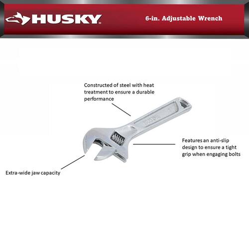 Adjustable Wrench, 6 in.