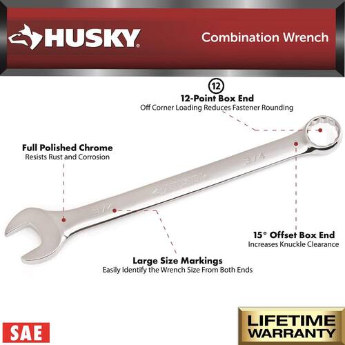 Full Polish Combination Wrench, 1 in. 12-Point SAE