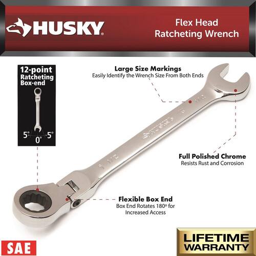 Flex Head Ratcheting Combination Wrench, 1/2 in.