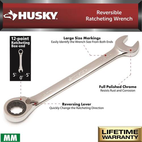 Reversible Ratcheting Combination Wrench, 10 mm