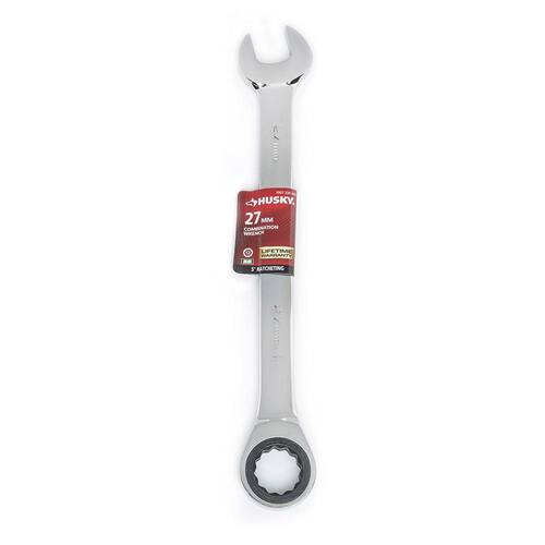 Ratcheting Combination Wrench, 27 mm 12-Point