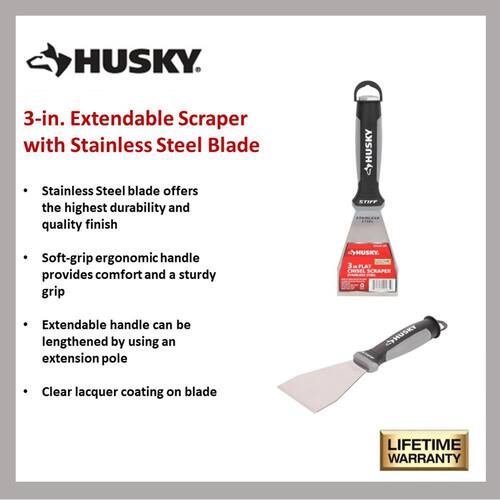 Scraper, Extendable, Flat, 3 in., with Stainless Steel Blade