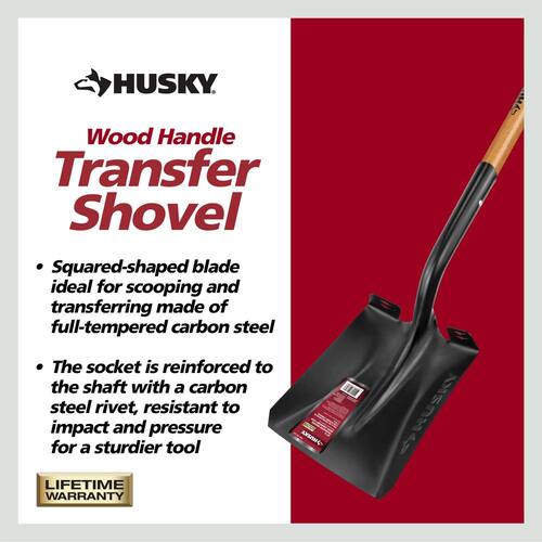 Transfer Shovel Carbon Steel with Grip 47 in. L Wood Handle