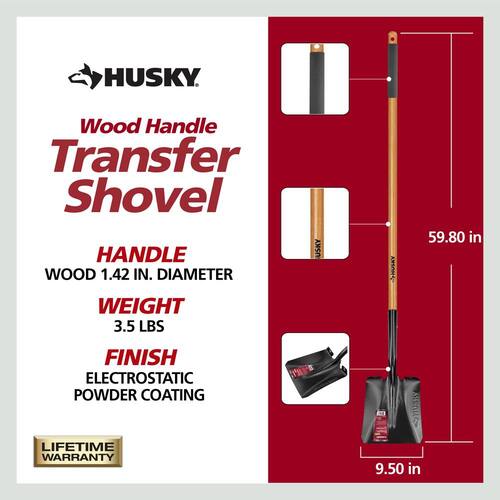 Transfer Shovel Carbon Steel with Grip 47 in. L Wood Handle