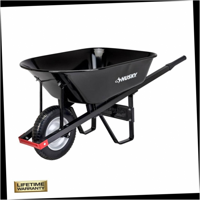 Steel Wheelbarrow 6 cu. ft. with Flat Free Tire