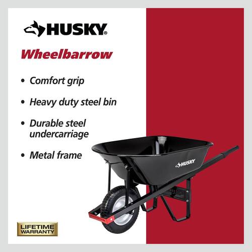 Steel Wheelbarrow 6 cu. ft. with Flat Free Tire