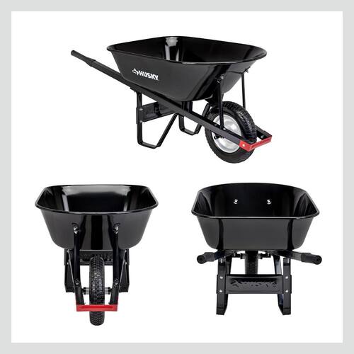 Steel Wheelbarrow 6 cu. ft. with Flat Free Tire