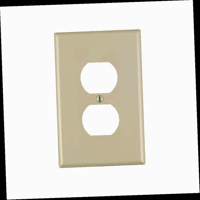 Outlet Wall Plate, 1-Gang Midway Duplex Outlet Nylon Wall Plate, Ivory