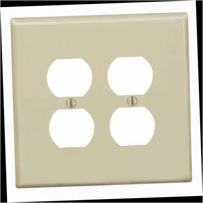 Wall Plate 2-Gang Midway Duplex Outlet Nylon, Ivory