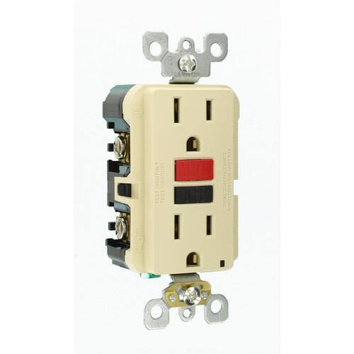 GFCI Outlet Self-Test SmartlockPro Slim Duplex 15 Amp Ivory