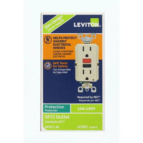 GFCI Outlet Self-Test SmartlockPro Slim Duplex 15 Amp Ivory