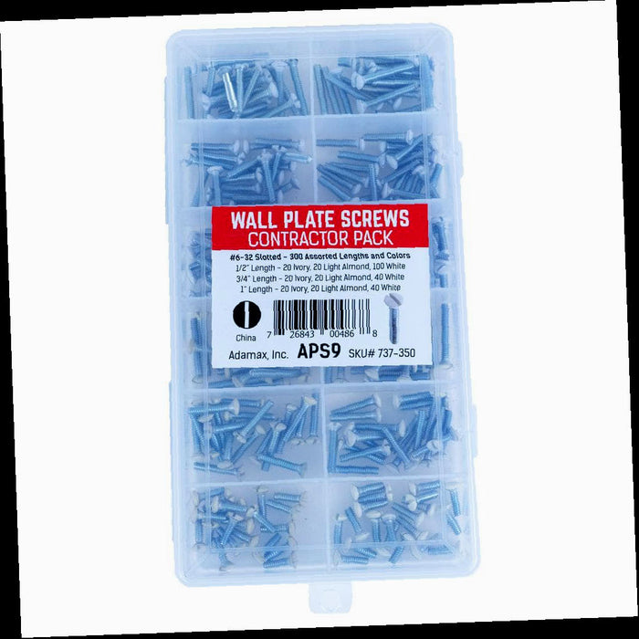 Outlet Wall Plate,, 6/32 in. Screws Wall Plate Screw Assortment (300-Pack)