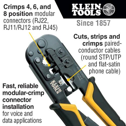 Data Cable Crimper/Stripper/Cutter, Ratcheting